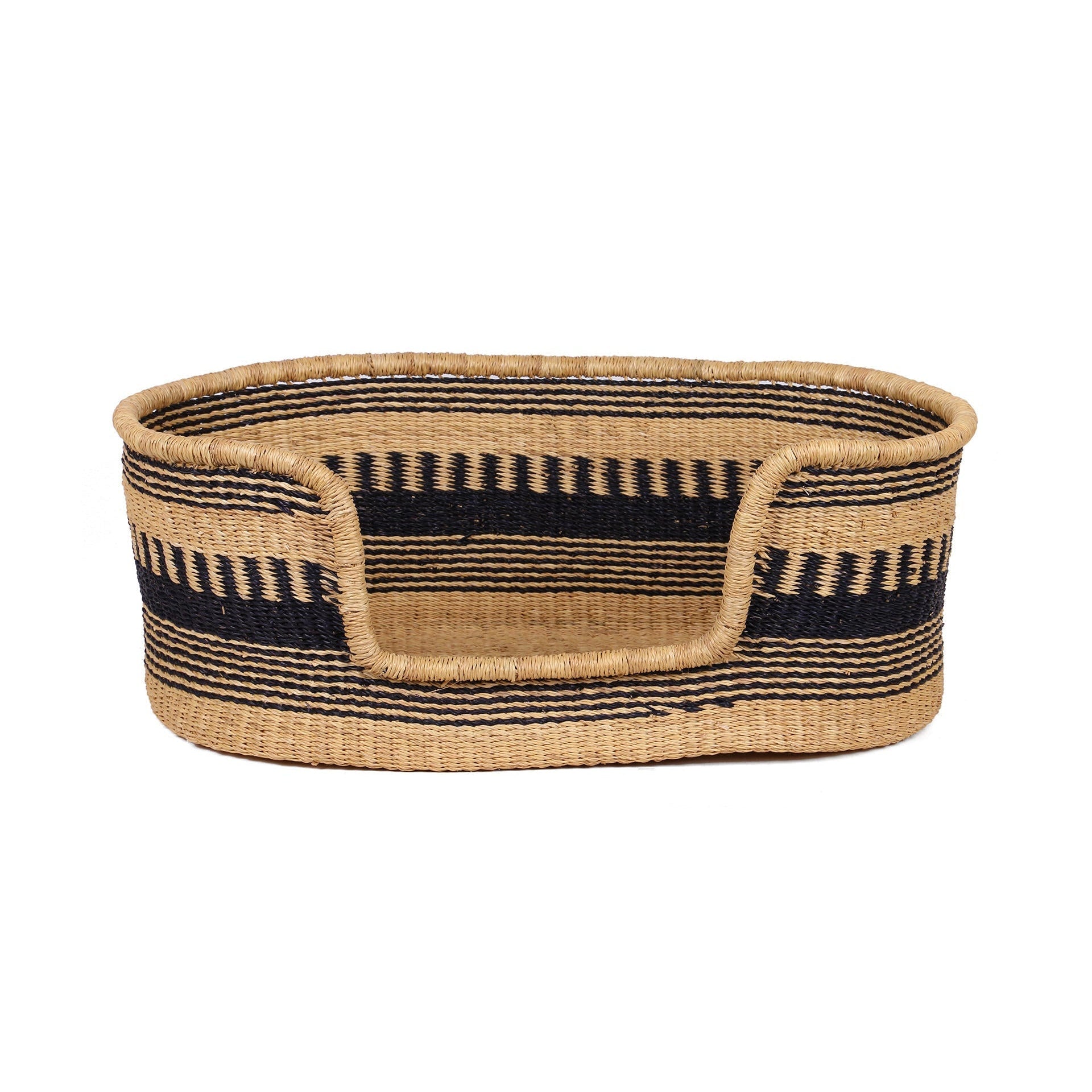 ANUMANU: Black and Natural Dog Basket - Medium