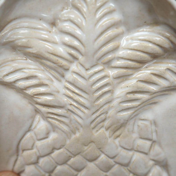 Ceramic Oatmeal Gloss Pineapple Serving Plate