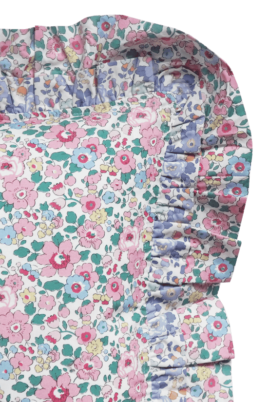 Double Ruffle Cushion Made With Liberty Fabric Betsy Candy Floss