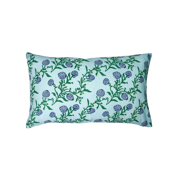 Rasa - Lumbar Pure Linen Throw Pillow Cover - Pastel Blue