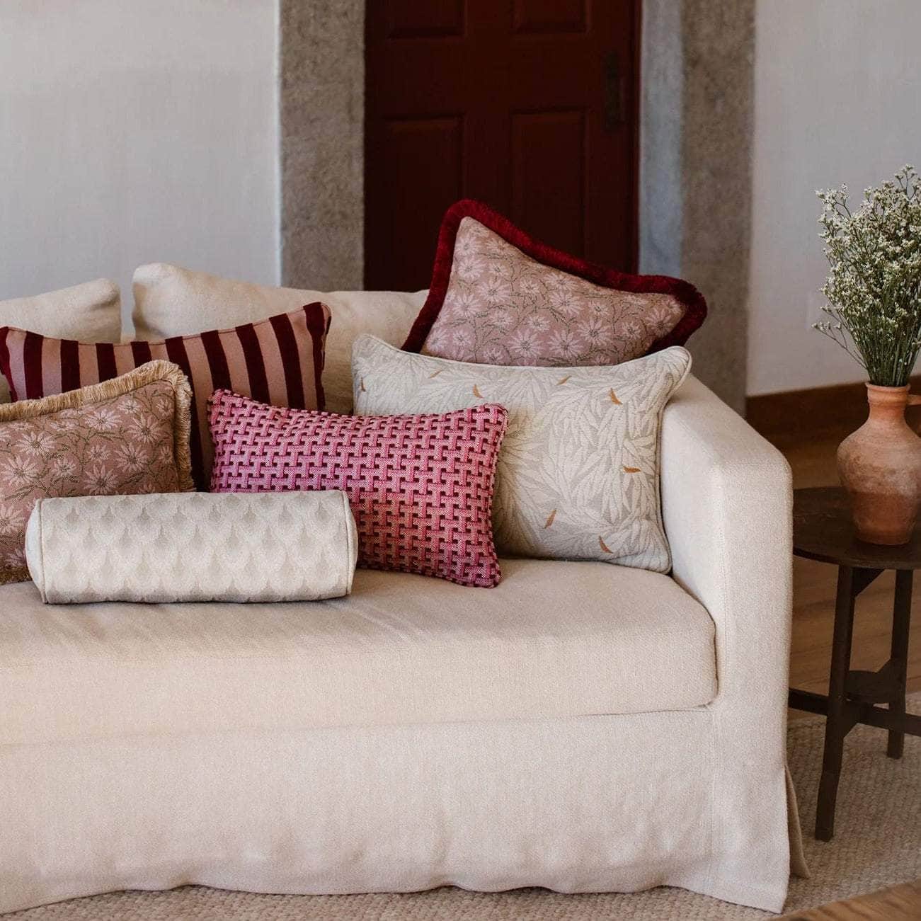 Cushion Janis Bordeaux & Pink