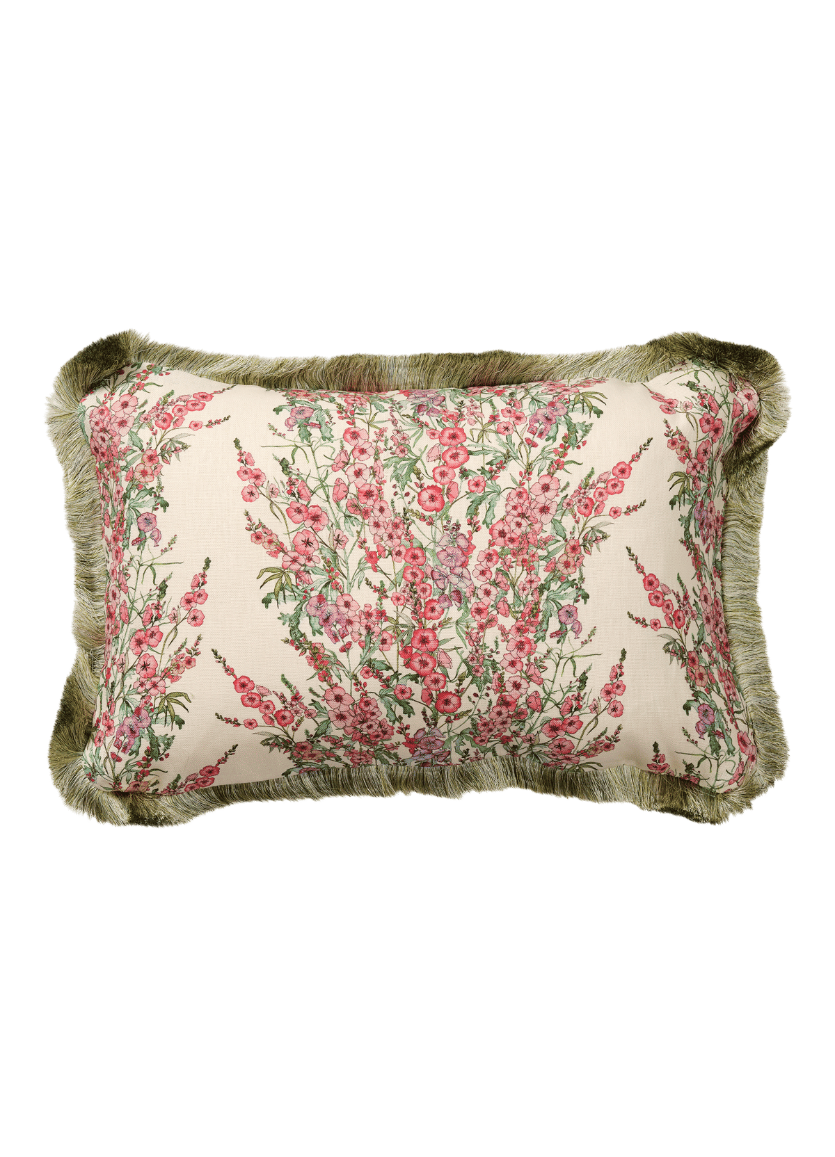 Sidalcea Cushion with Mint Green Cotton Trim