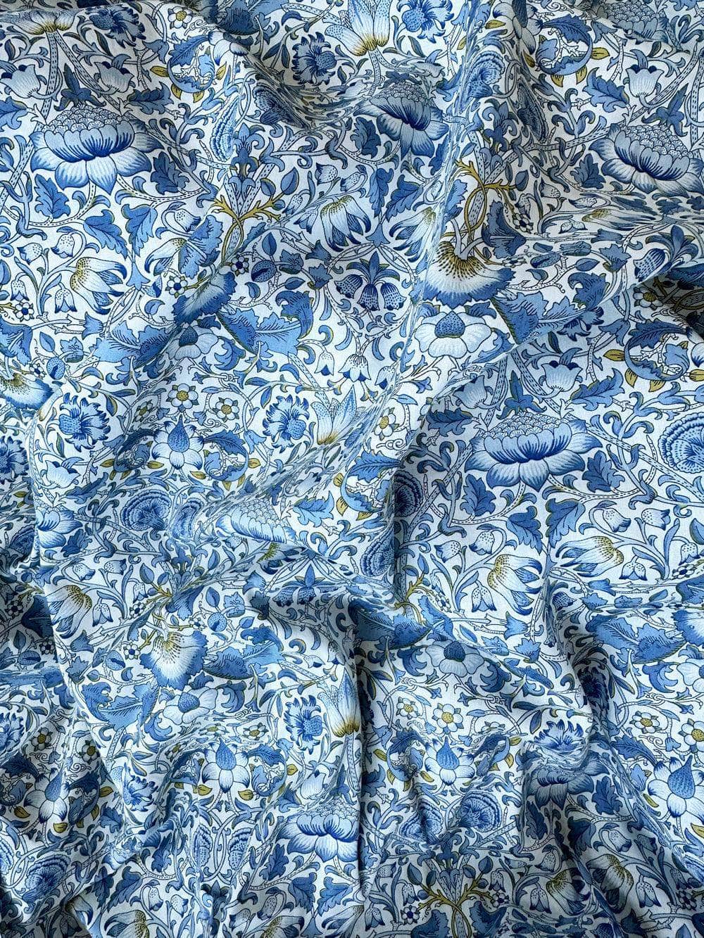 Oblong Ruffle Cushion Made With Liberty Fabric Lodden China Blue