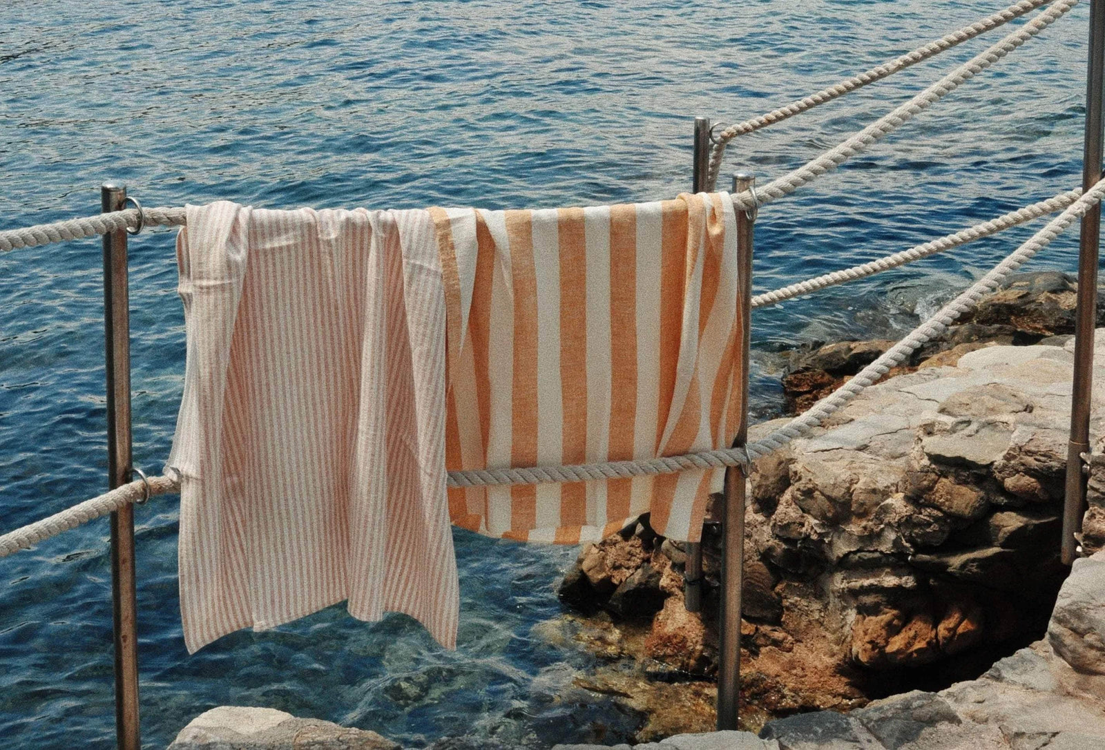 Linen Bath Towel Cabana Stripe Yellow