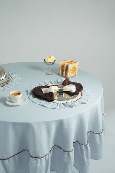 Round Ruffle Placemats Set (2), Blue-