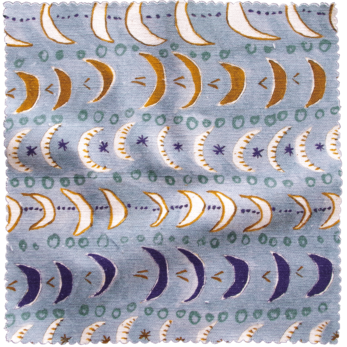 Printed Mini Moons Fabric - Blue