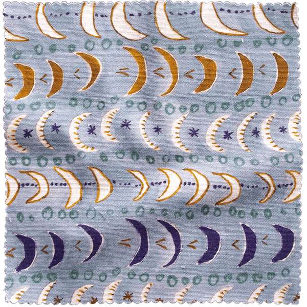 Printed Mini Moons Fabric - Blue