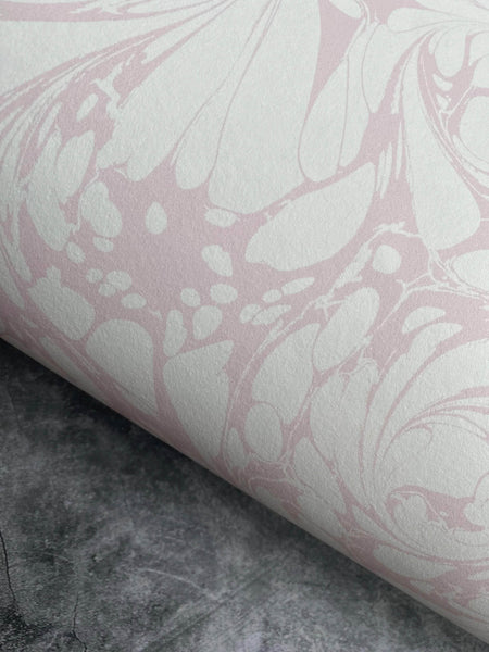 Marbled Wallpaper - 'Flourish' Col: Candytuft - Non-Woven