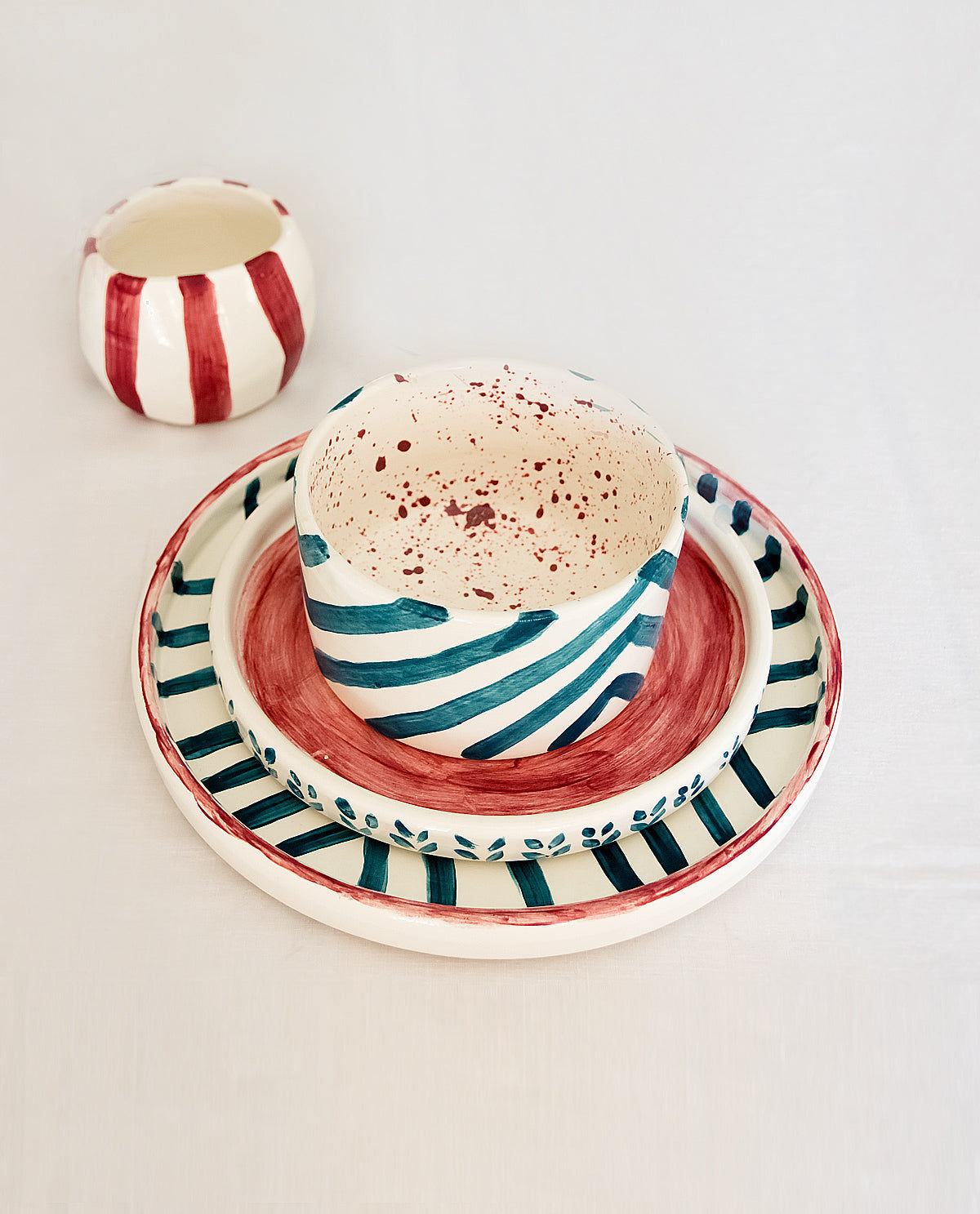 Petrol Stripe Handmade Ceramic Soup Bowl