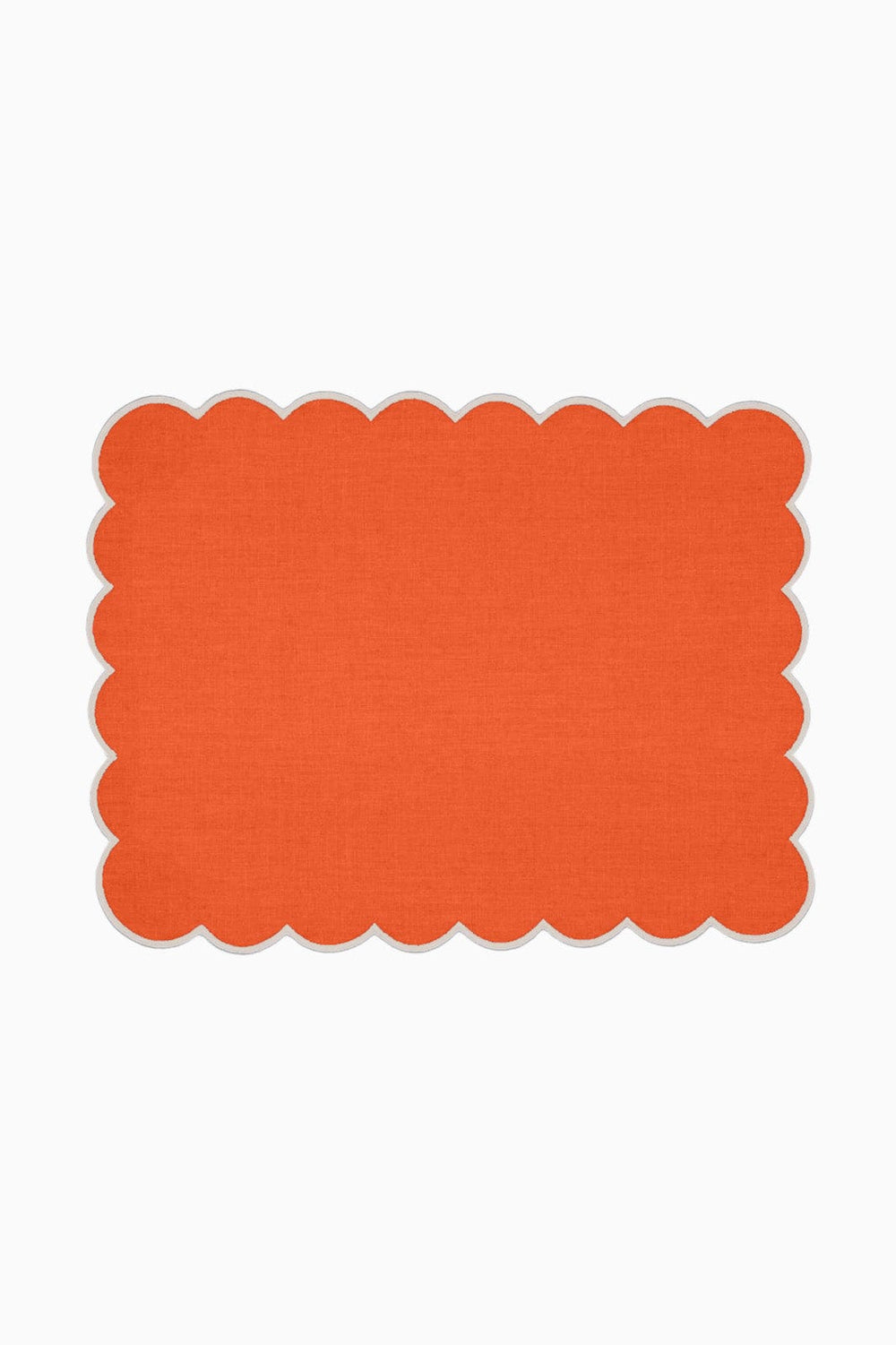 Zero-Waste Scalloped Linen Placemats Coral - Set of 2