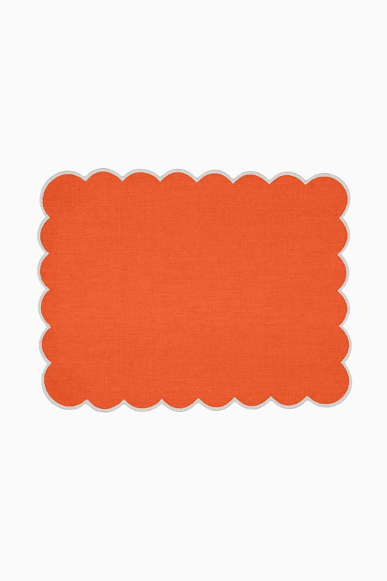 Zero-Waste Scalloped Linen Placemats Coral - Set of 2