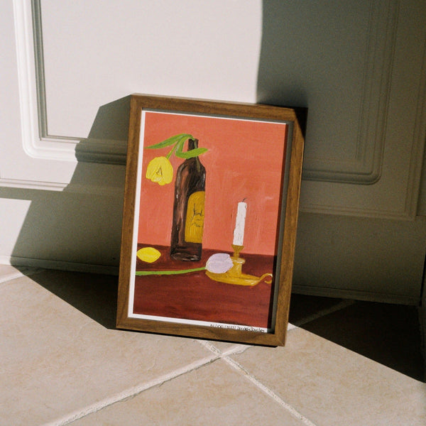 Candles, Wine and Flowers Fine Art Print