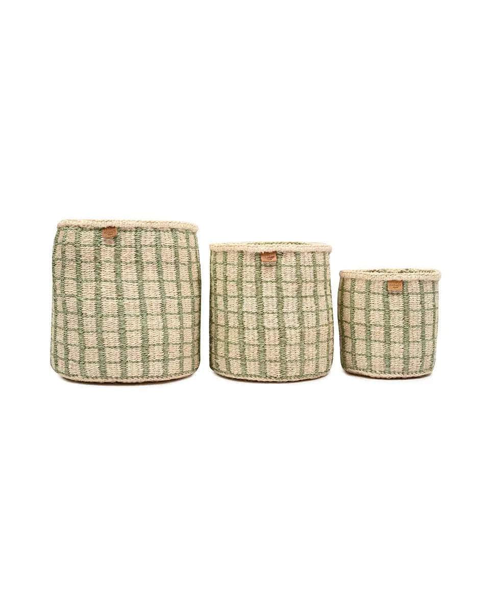 KAGUA: Green Check Woven Storage Basket