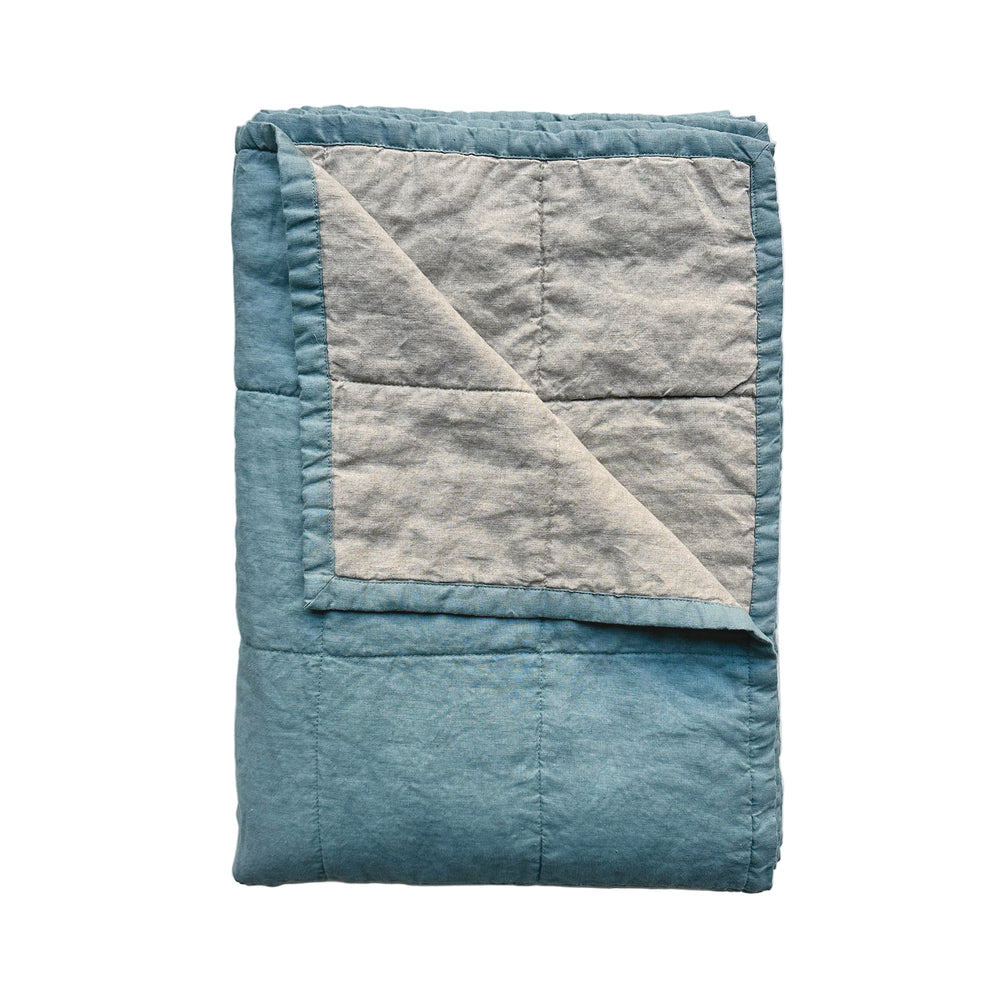 Miller Linen Quilt Duck Egg Blue - OEKO-TEX Certified