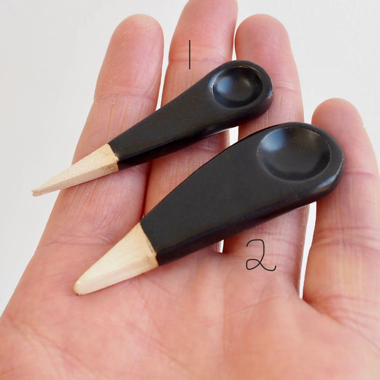 Handmade Mini Black Satin Pottery Salt / Spice Spoon