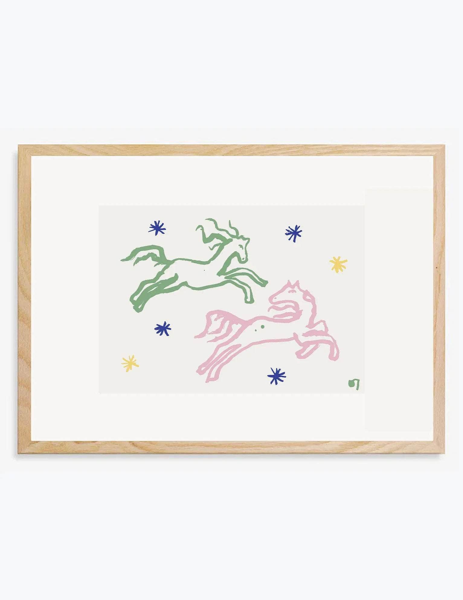 Pink & Green Horses Print