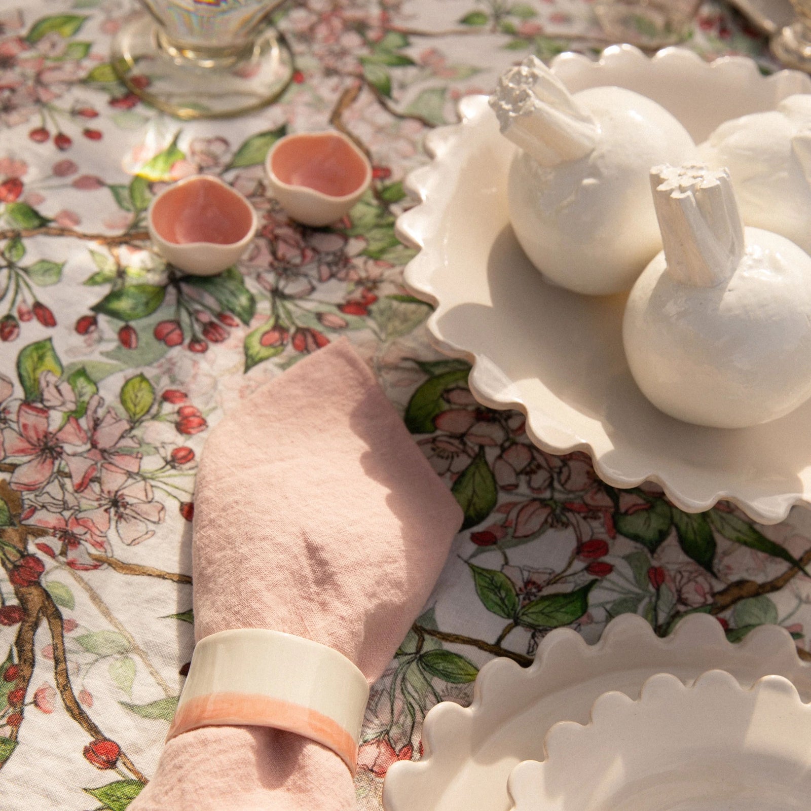 Cherry Blossom Linen Table Cloth