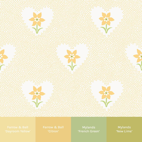 Daffodil Hearts Wallpaper - Yellow-