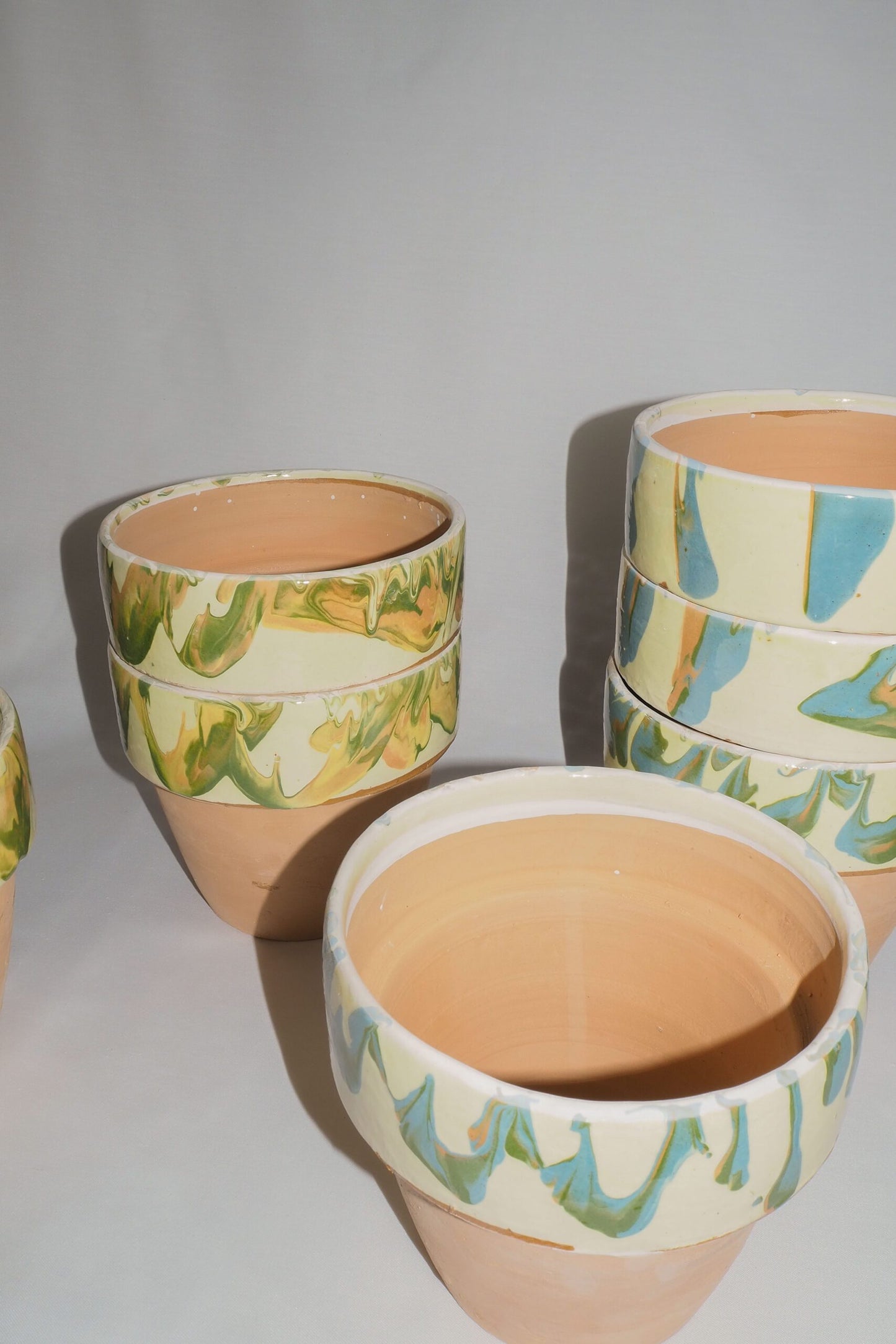 Yellow Marbled Terracotta Planter