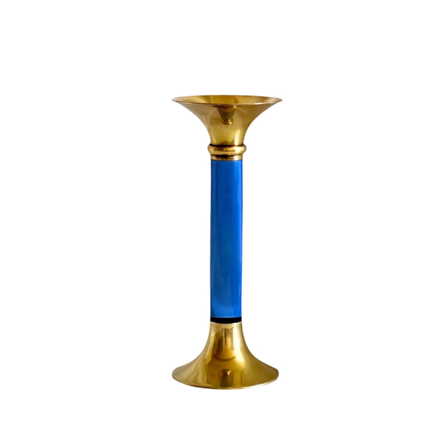 Brass and Acrylic Candleholder | Large | Royal Blue