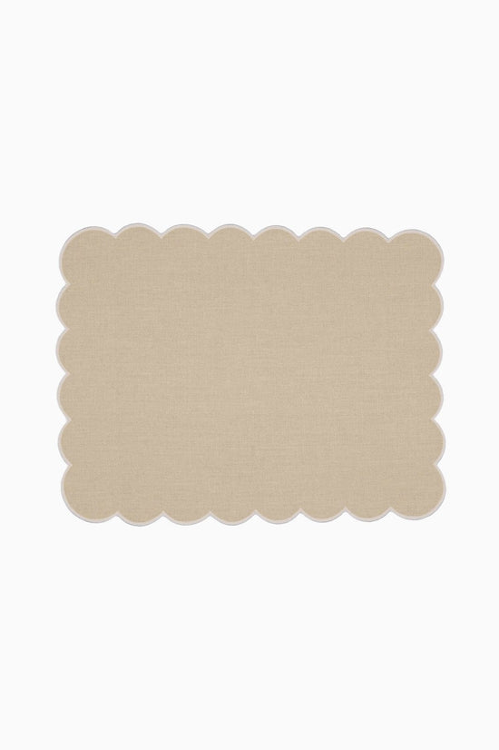 Zero-Waste Scalloped Linen Placemats Oatmeal- Set of 2
