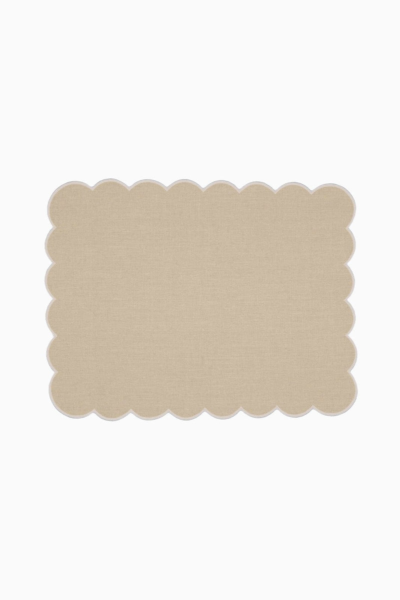 Zero-Waste Scalloped Linen Placemats Oatmeal- Set of 2