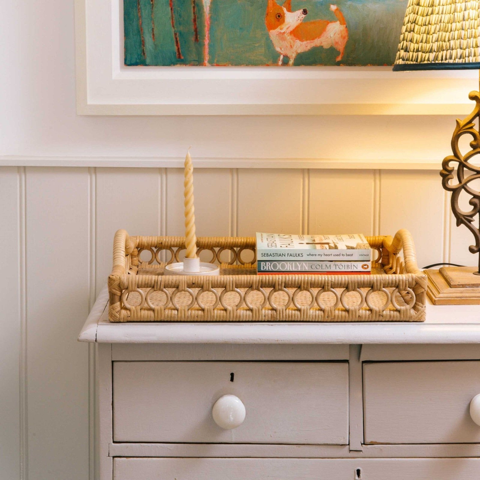 Goldie Rattan Tray, Teak