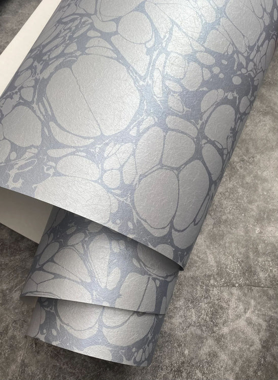 Marbled Wallpaper - 'Moucheté' - Col: Sea Holly - Mica Coated Non-Woven