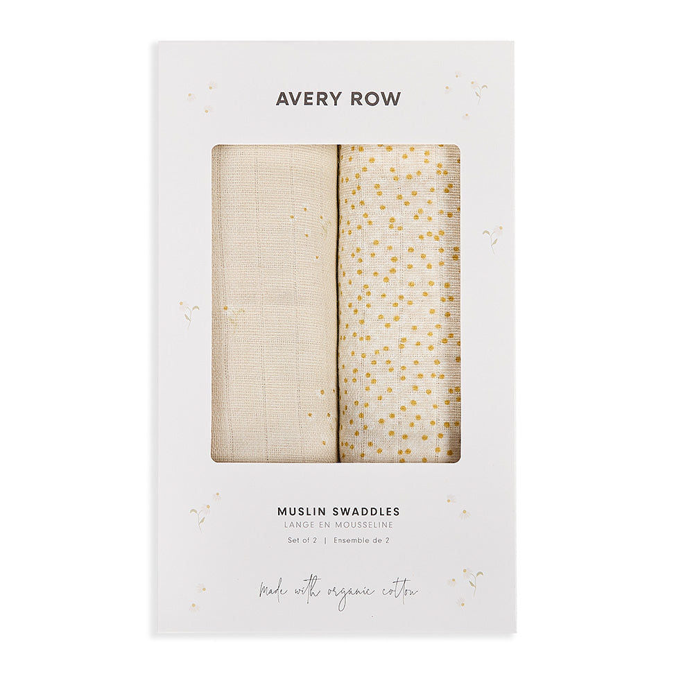 Organic Cotton Baby Muslin Swaddles, Set of 2 - Wild Chamomile / Daisy Meadow