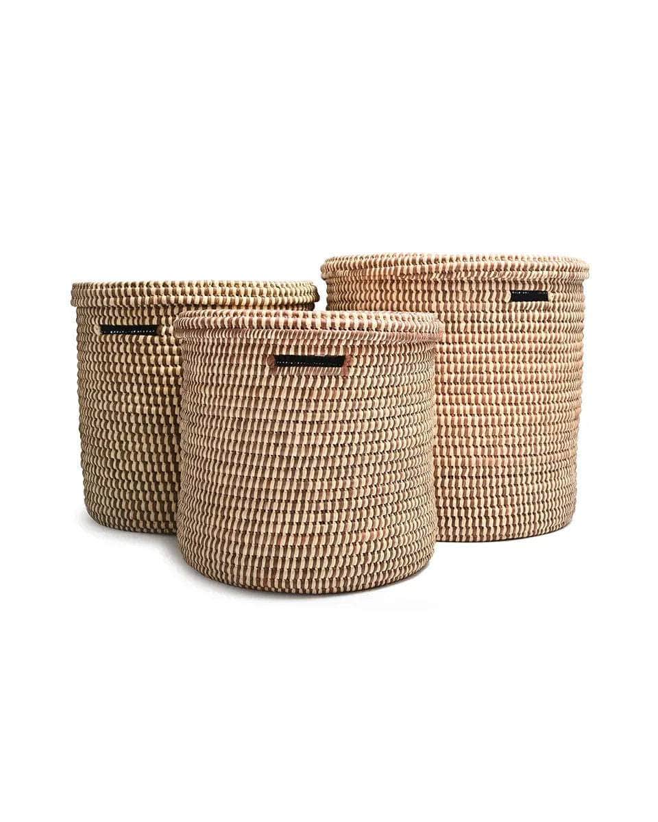 DHIDI: Mocha Checked Laundry Basket