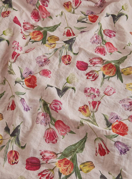 The Tulips Linen Tablecloth - Blush