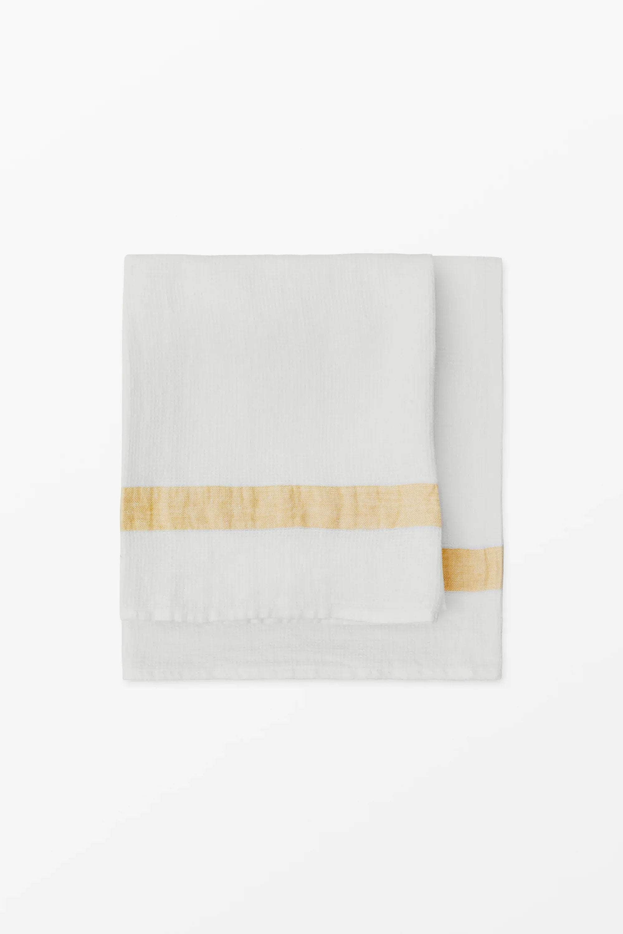 Linen waffle towel - Yellow Stripe