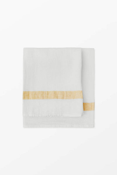 Linen waffle towel - Yellow Stripe