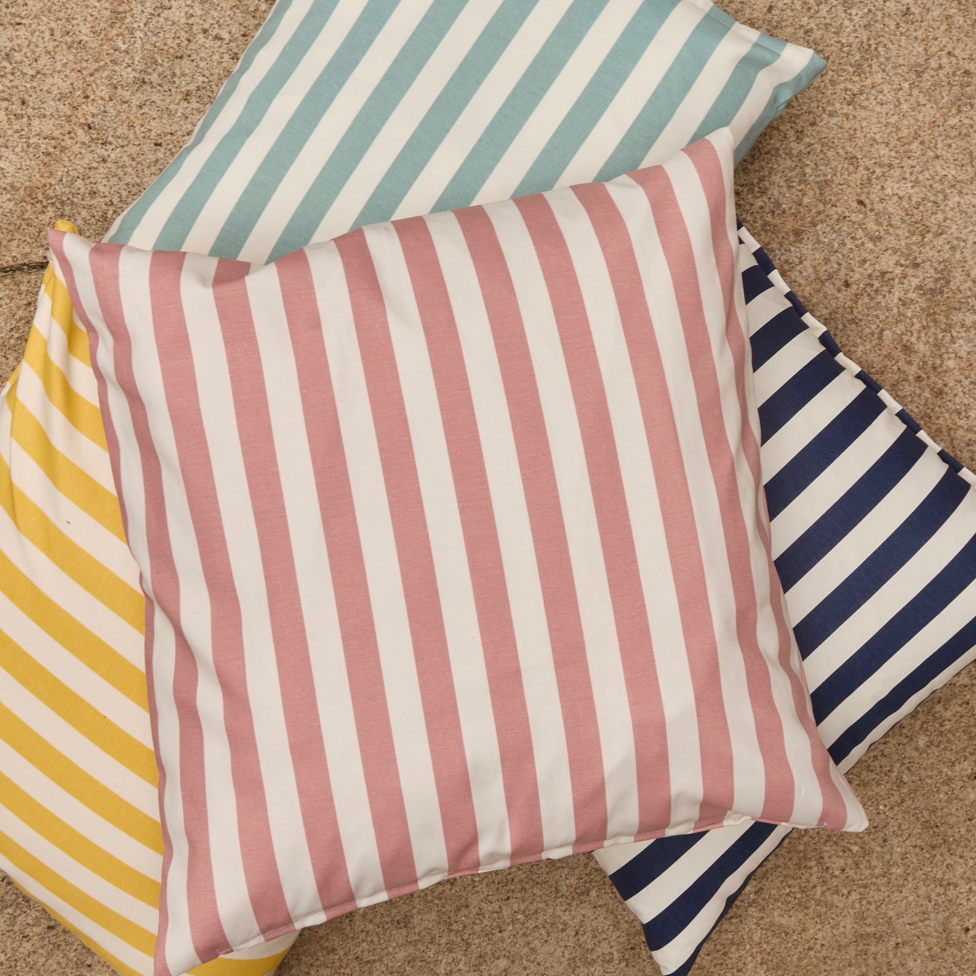 Bright Blue Striped Cushion