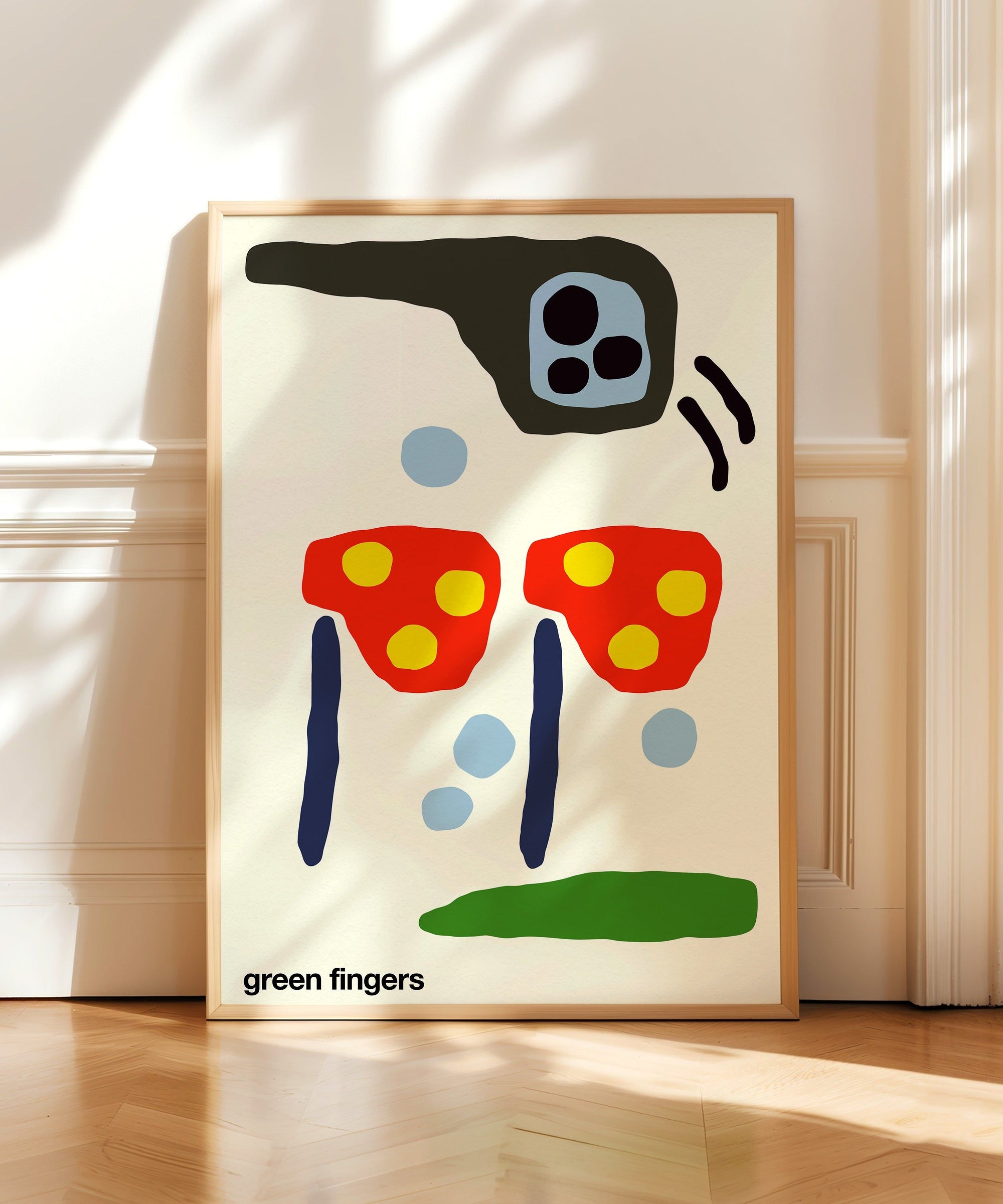 Green Fingers Print - Cream