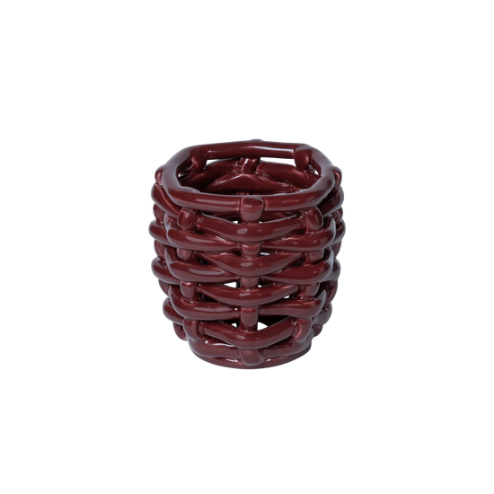 Small Burgundy Basketweave Planter