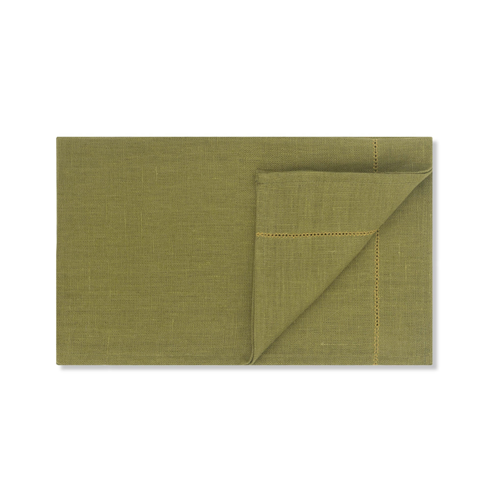 Fern Green Hand Towel with Ochre Hemstitch