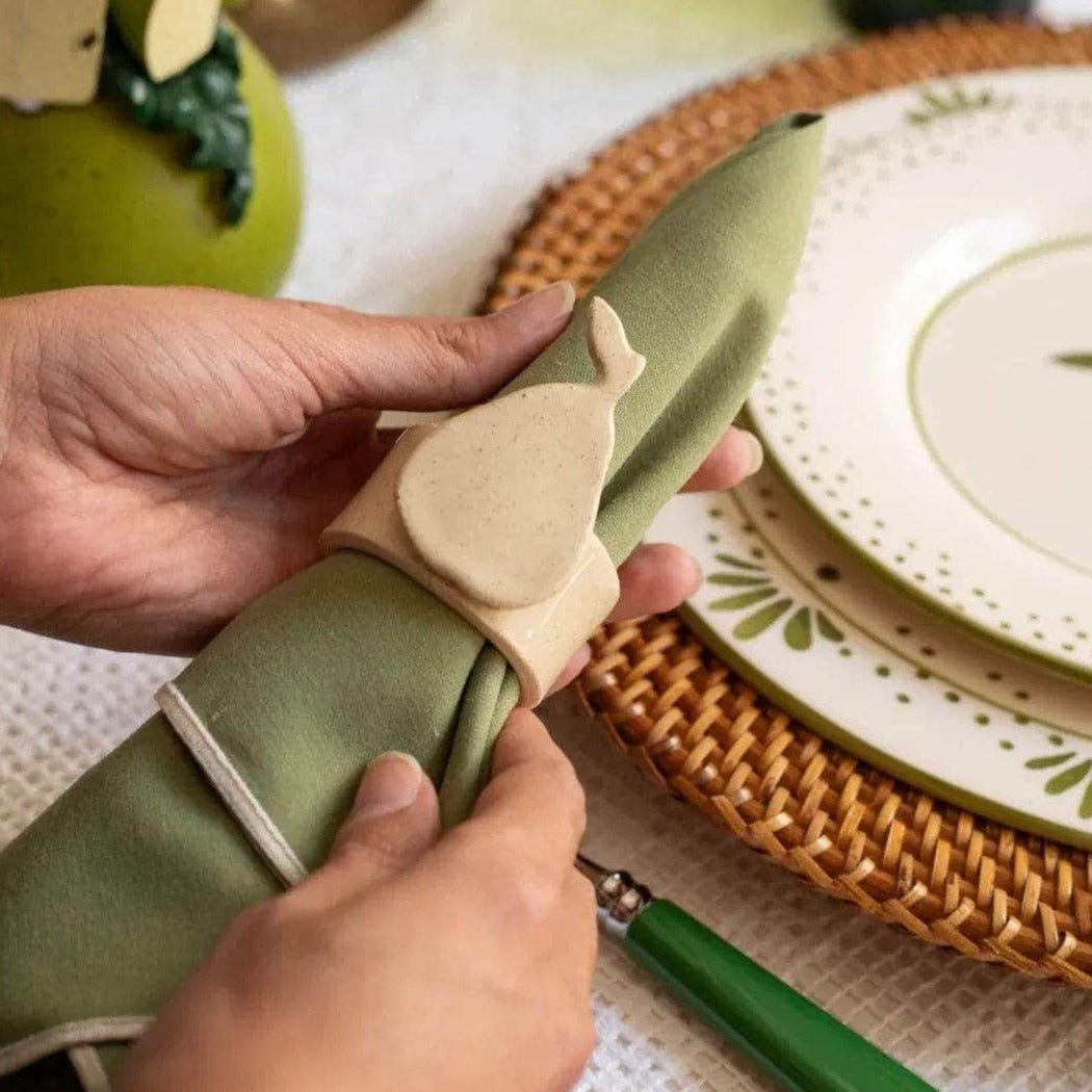 Pera (Pear) Ceramic Napkin Ring - Set of 2