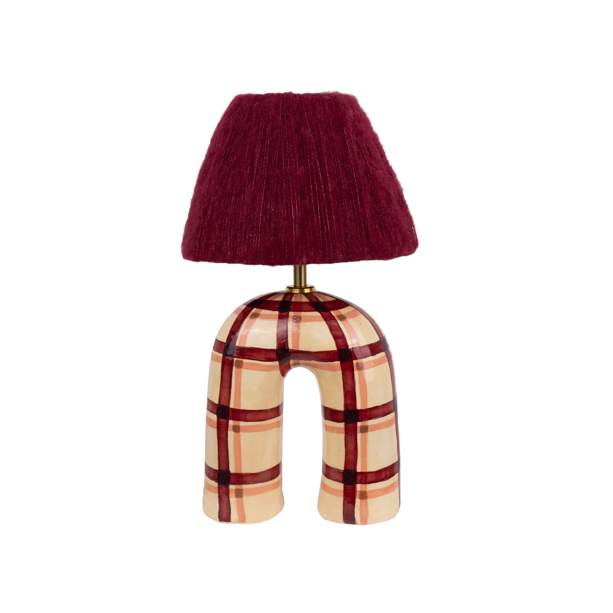 'You' Table Lamp - Maroon Gingham
