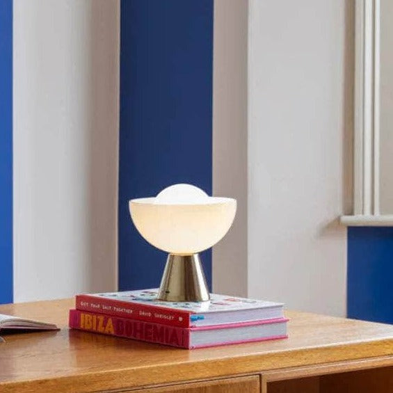 Brass dome cordless table lamp