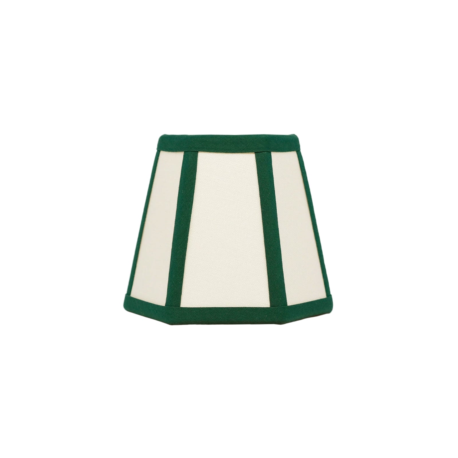 Hexagon Linen Lampshade, Green Trim - Candle Shade