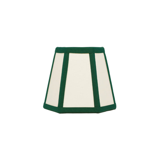 Hexagon Linen Lampshade, Green Trim - Candle Shade