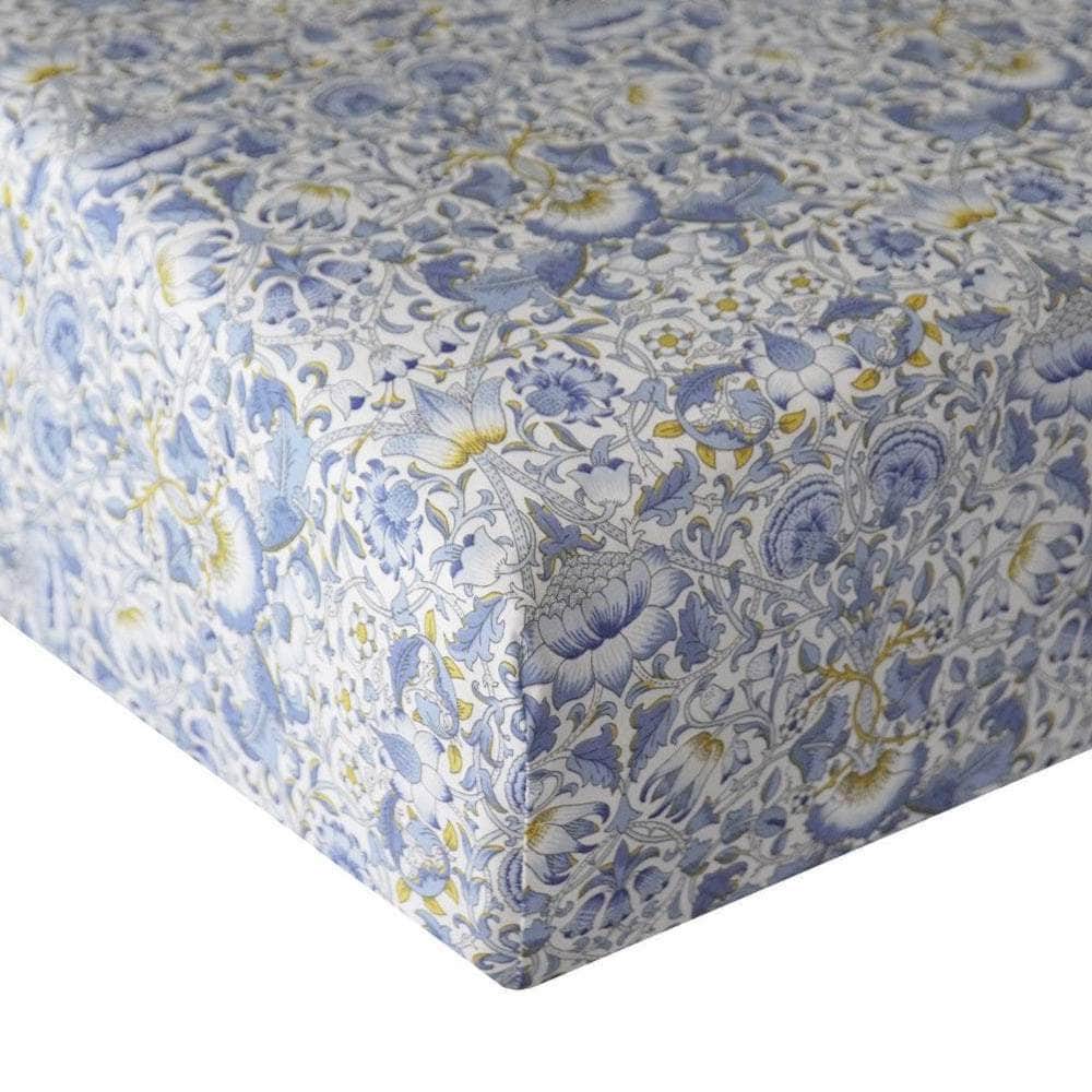 Fitted Sheet Made With Liberty Fabric Lodden China Blue