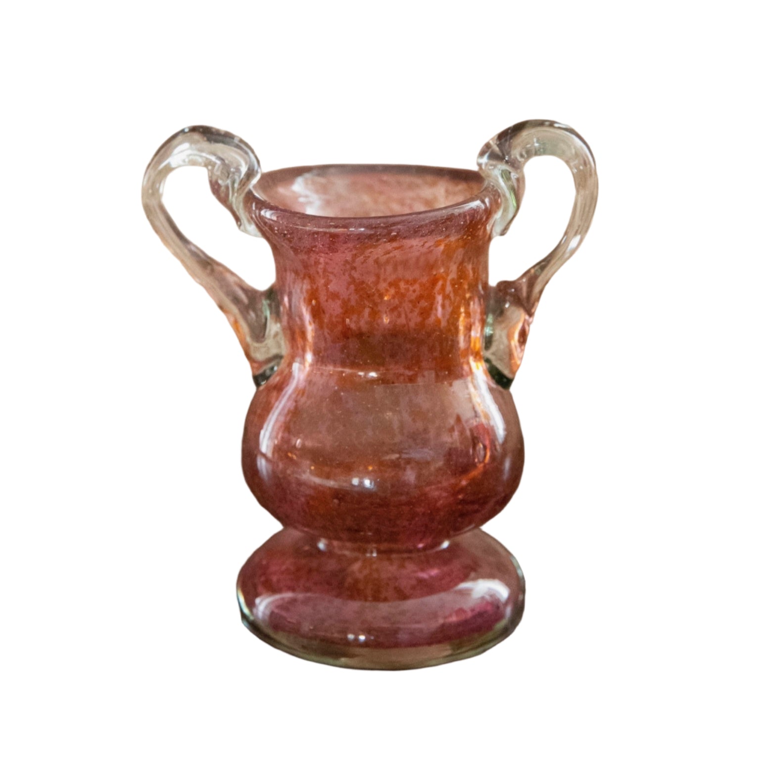 Blown Glass Amphora Vase, Slim, Rose and Amber