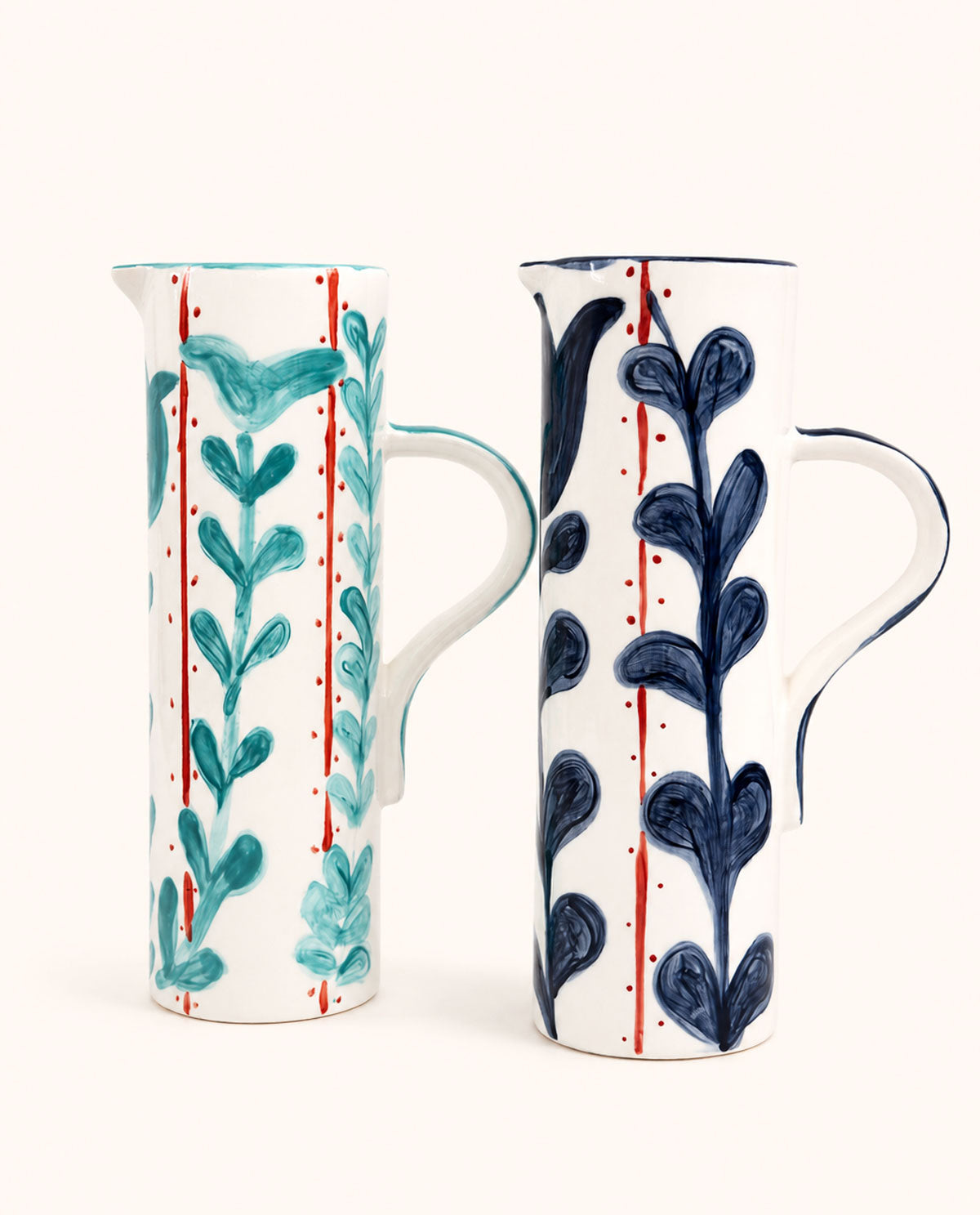 Turquoise Hand-Painted Ceramic Pitcher