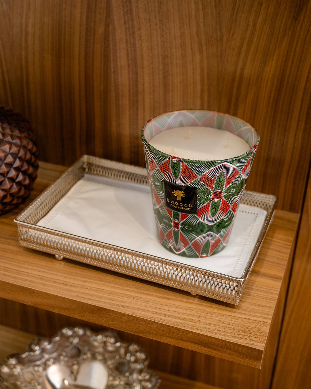 Rectangular Silver Tray with Mirror