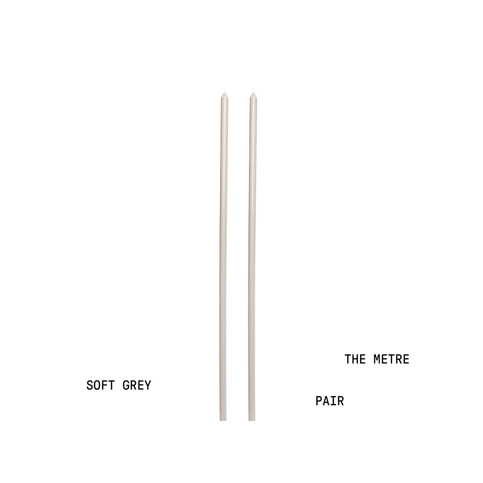 Soft Grey Tapered METRE Candle Pair