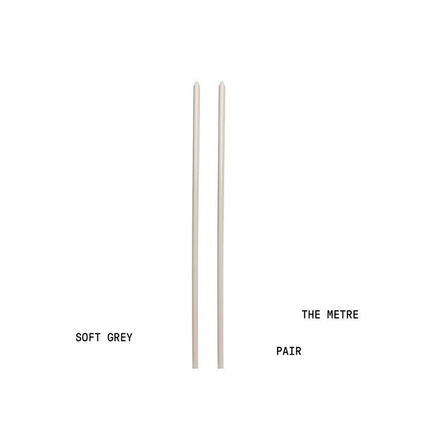 Soft Grey Tapered METRE Candle Pair