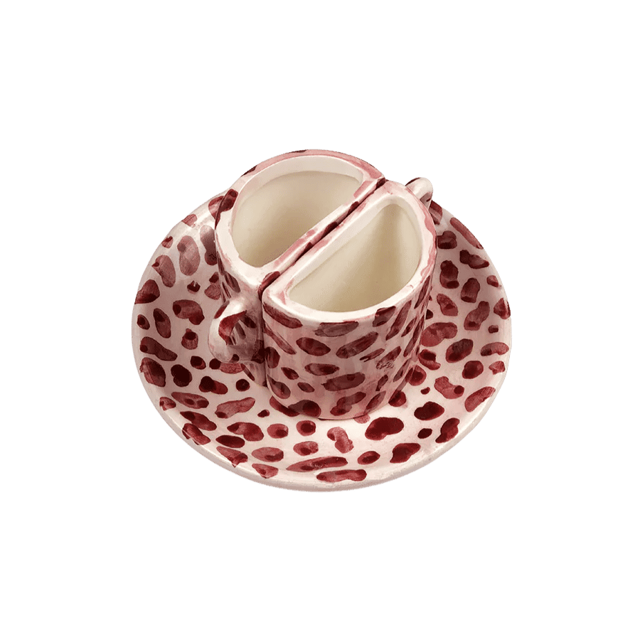 Tête a Tête Cup Set - Pink and Bordeaux Dots