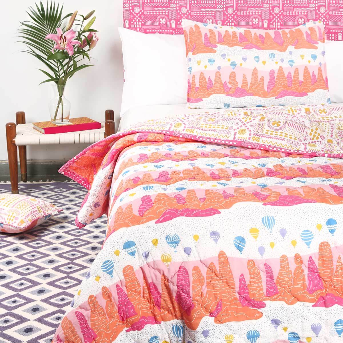 Evil Eye Flatweave Rug - Lavender